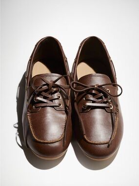 H&M Dark Brown Leather Deck Shoes